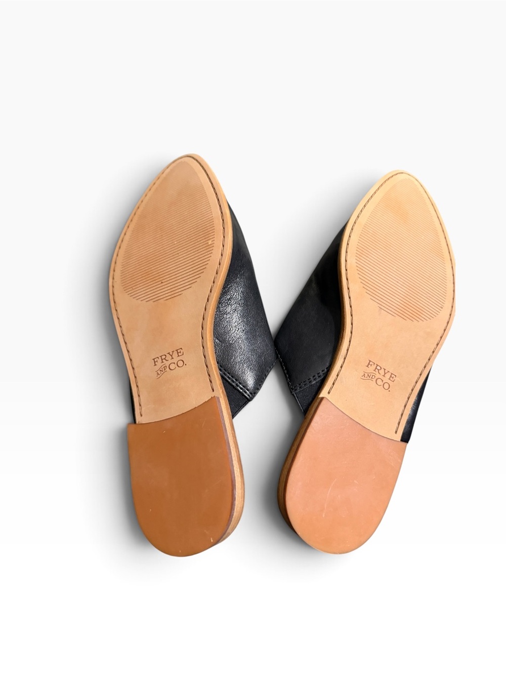 Frye & Co Black Leather Pointed Toe Mules Slip On Flats Women’s Size 10 - Picture 5 of 7